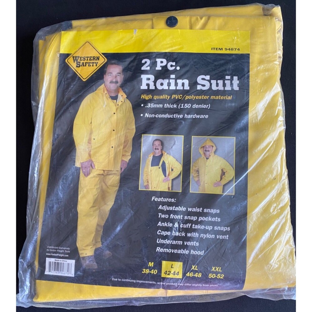 Western Safety 2 Pc Yellow Rain Suit Men Large Waterproof Jacket Pants New